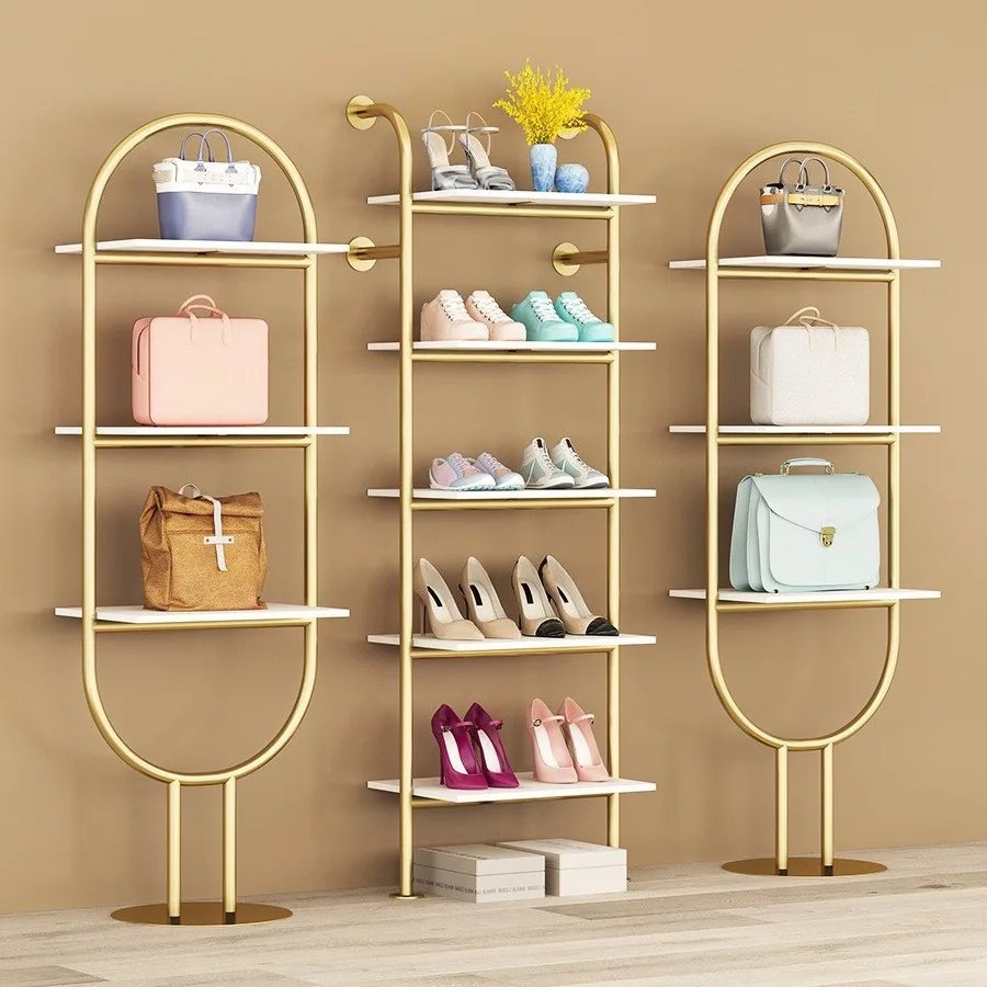 

Shoe Store Shoe Rack Display Rack Clothing Store Bag Shelf Creative Shelf Shoe Store Bag Display