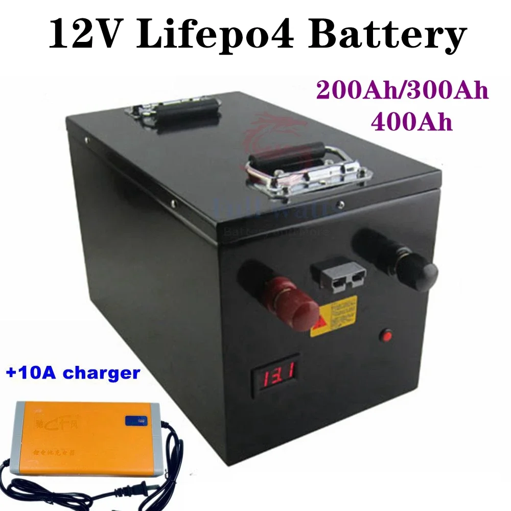 

lithium iron phosphate battery 12V 200Ah 300Ah 400Ah Lifepo4 battery 150A BMS for RV Caravan motorhome storage+ 20A Charger