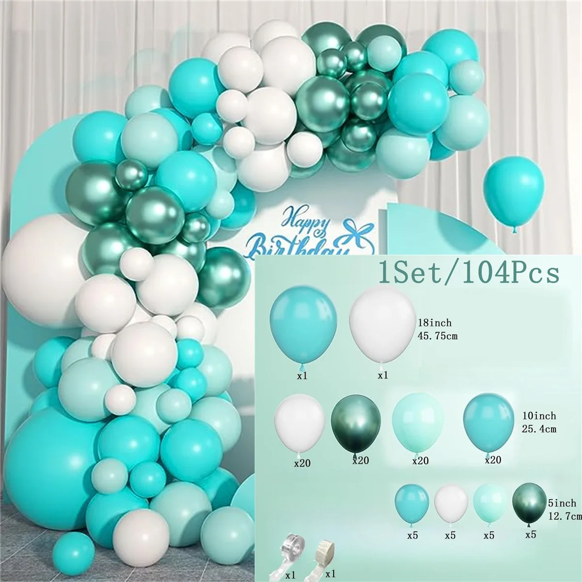 Blue Balloon Garland Arch Kit Happy Birthday Party Decorations Confetti Balloon  Wedding Decor Balloon
