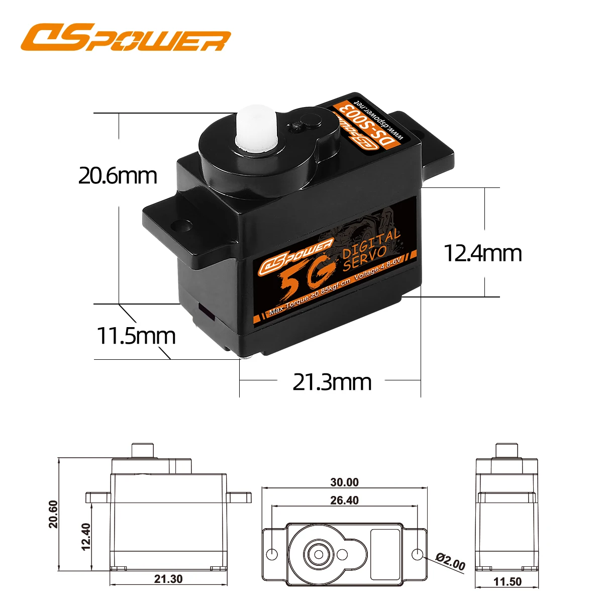 DSpower 5G Micro Digital Servo Metal/Plastic Gear JR/JST Plug for RC Mini Car Airplane Fixed-wing Mini Q Robot WLtoys K969 K999