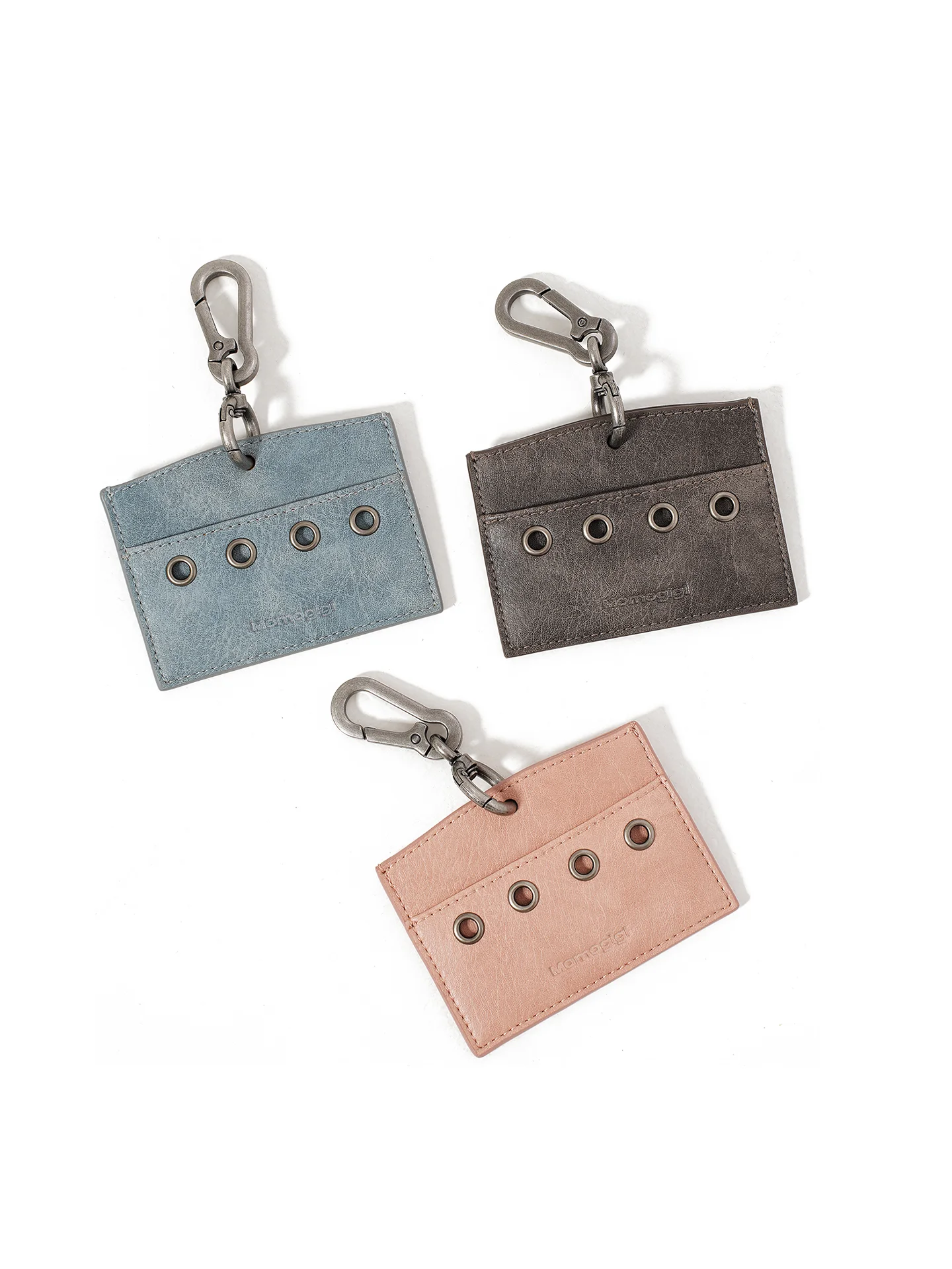 Momogigi Original Design Retro Graphite Grey Eco-leather ID Holder Bag Charm Card Case Korean Style Synthetic Leather Student...