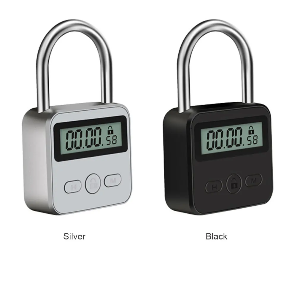 

Digital Timer Lock USB LCD Display Metal Micro Electronic Rechargeable Timer Time Out Multi-Function Heavy Duty Padlock