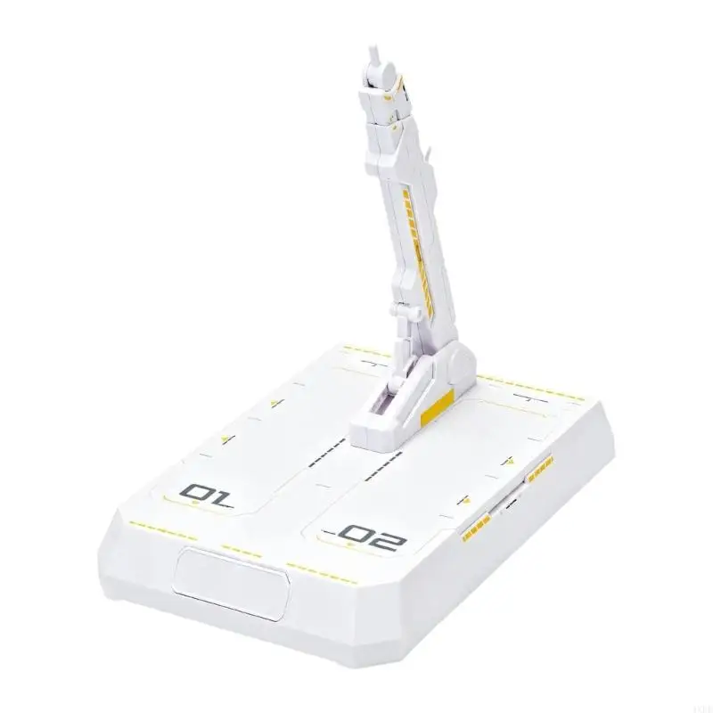 Hobby Display Stand Base for Model with Wide Plastic Storage Platform and Articulated Arm for Painting, Staging, and Action