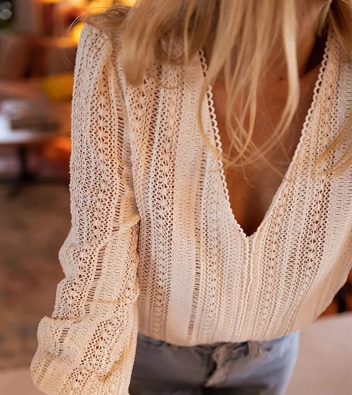 

Blouses Women Shirt V Neck Full Sleeve Tops Casual Work Solid Y2k Streetwear Elegant Splice Shirts Top Regular