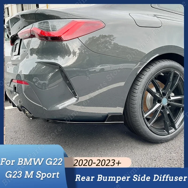 

For BMW 4 Series G22 G23 M Sport 2020-2023+ Car Rear Bumper Lip Diffuser Splitter Canard Spoiler Corner Protector Tuning Trim