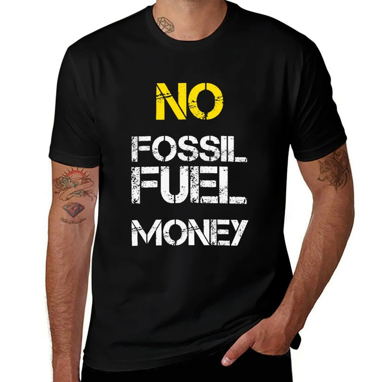 No Fossil Fuel Money Pledge Movement T-Shirt Large Size Loose Casual Tee T-Shirt