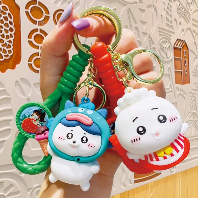 Creative New Cartoon Ice Cream Chikawa Doll School Bag Pendant Keychain Anime Kawaii Hachiware Toy Decoration Childrens Gifts