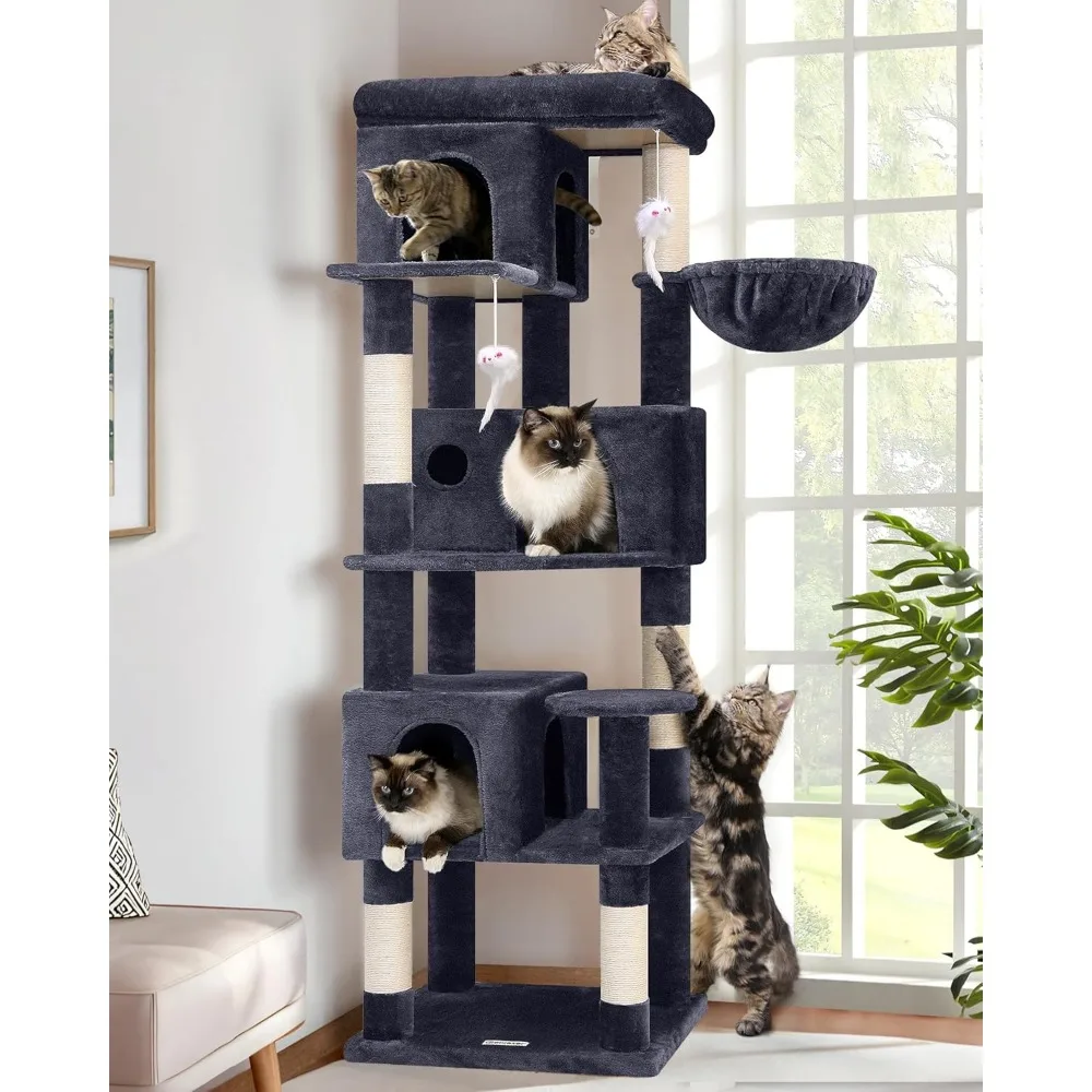

Corner Cat Tree 66 inch Multi-Level Climbing Tower Kitty Condos Cat Scratching Tower for Indoor Multiple Cats with Lar