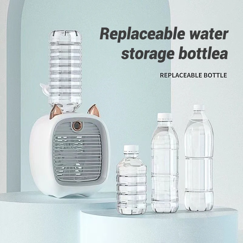 Ventilador de escritorio de nebulización portátil, ventilador de niebla de agua pulverizada para acampar, 3 modos, ventilador de refrigeración Personal con tanque de agua, hogar y exterior, 1200/2400mAh