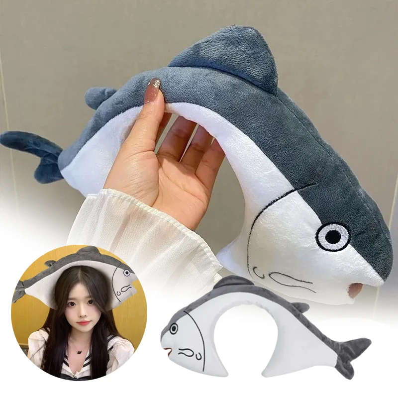 

Funny Salted Fish Headband Novelty Costume Hat Whacky Sea Creature Photo Booth Accessory Dress Up Party Wig Kids Adults