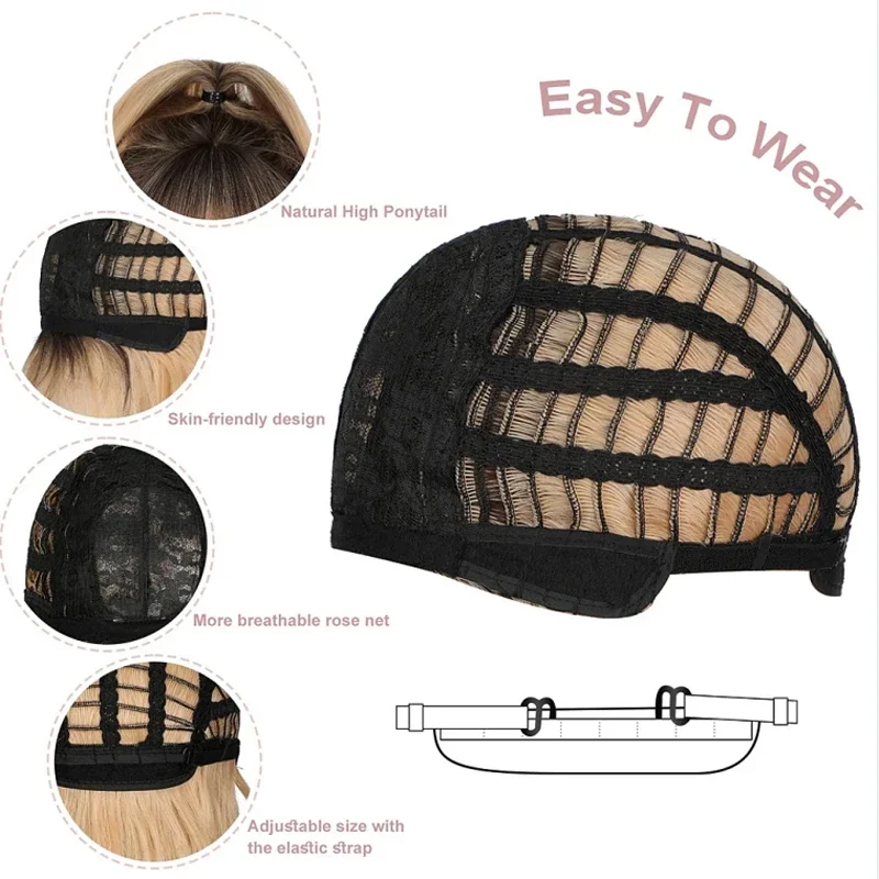 วิกผมหยิกปุยบ๊อบวิกผมสั้นผมสีทองอ่อนสําหรับผู้หญิง