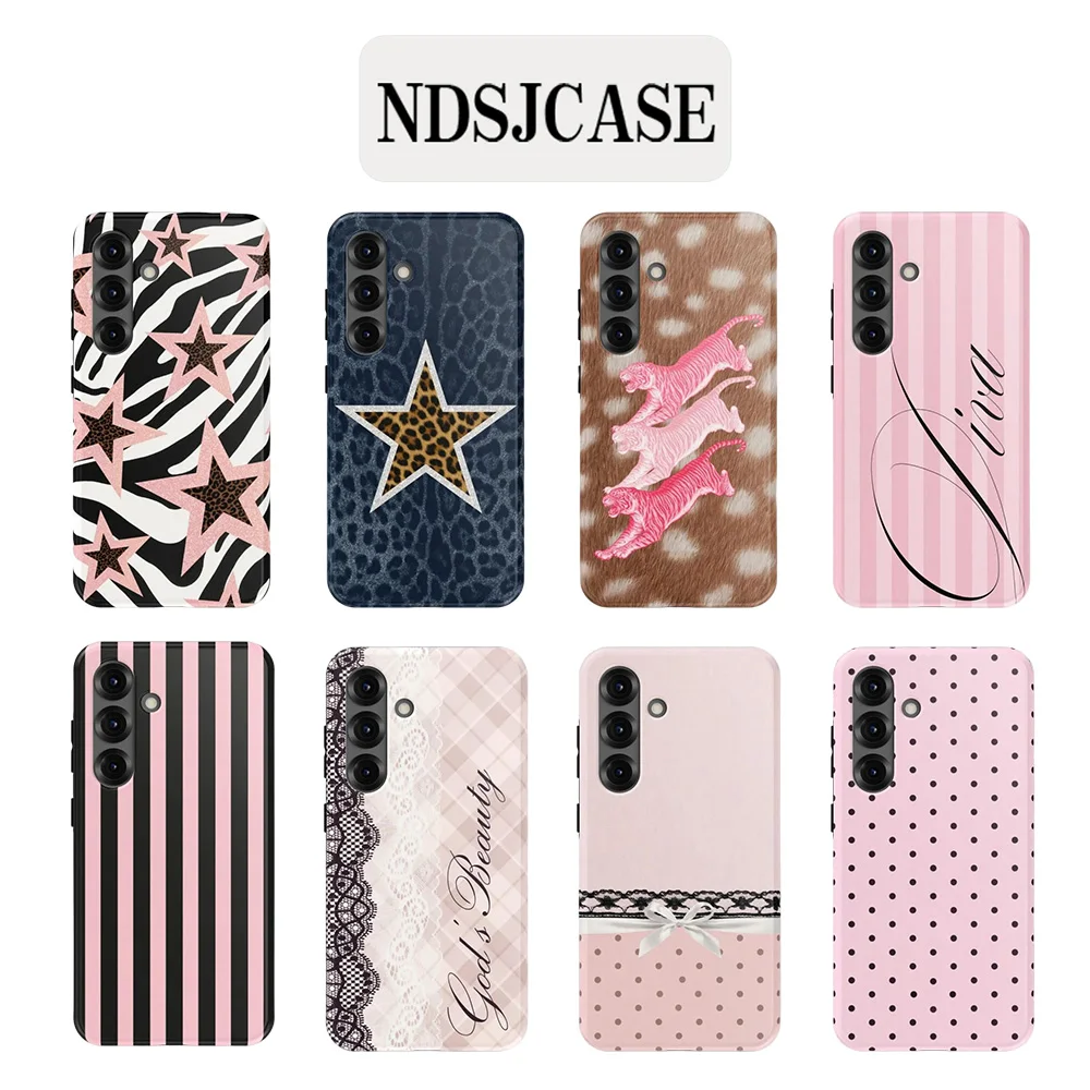 Luxury Clmj Blush Stars Phone Case for Samsung Galaxy S20 S23 S24 S25 S26 FE Plus Ultra Edge 4G 5G Double-layer Back Cover