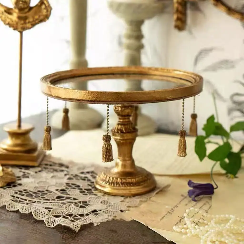 Retro court style Nordic tray ornament light luxury literary and artistic photo nostalgic mirror plate