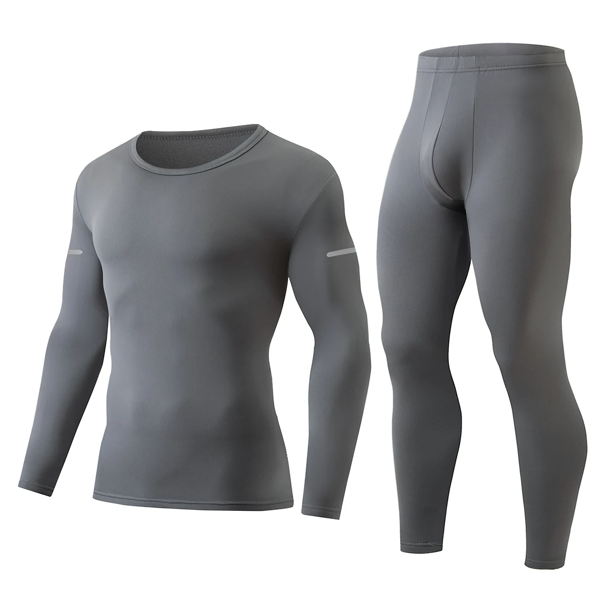 2-piece Set Of Men's Casual And Versatile Warm Underwear For Autumn/Winter Comfortable Round Neck Sports And Fitness Base Shirt
