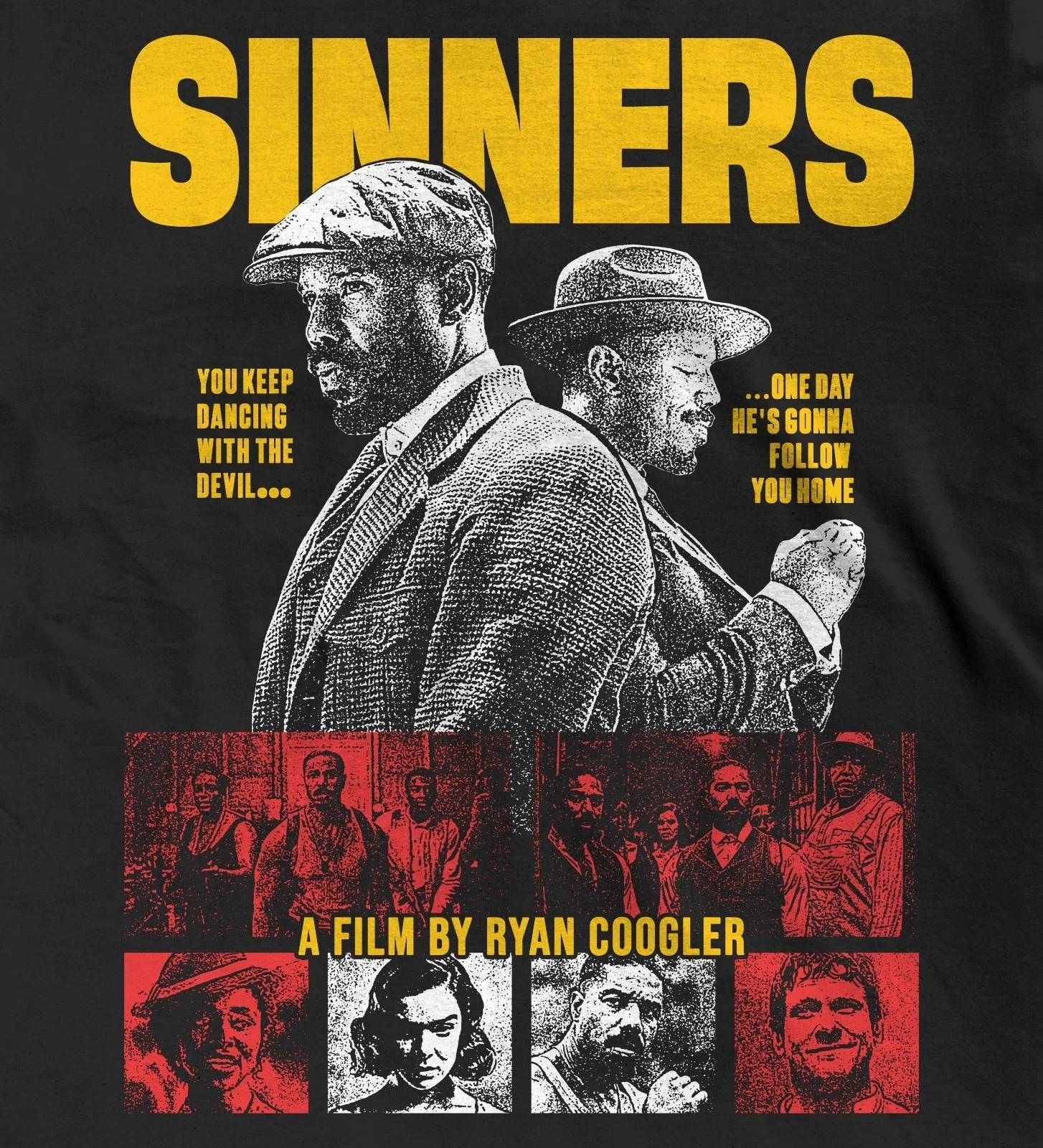 Sinners Movie T-Shirt Michael B Jordan Vampire Horror Graphic Tee Shirt Short Sleeve T-shirts for Unisex All-Season