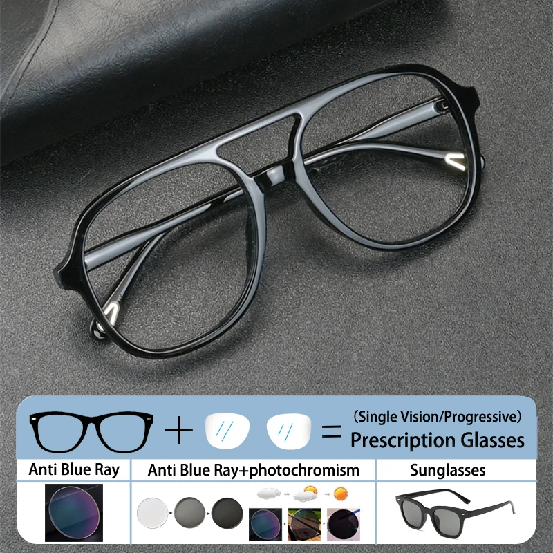 Men Pilot Double Beam Oversized Personalization Prescription Custom Hyperopia Women Glasses Photochromic Astigmatism Eyeglass