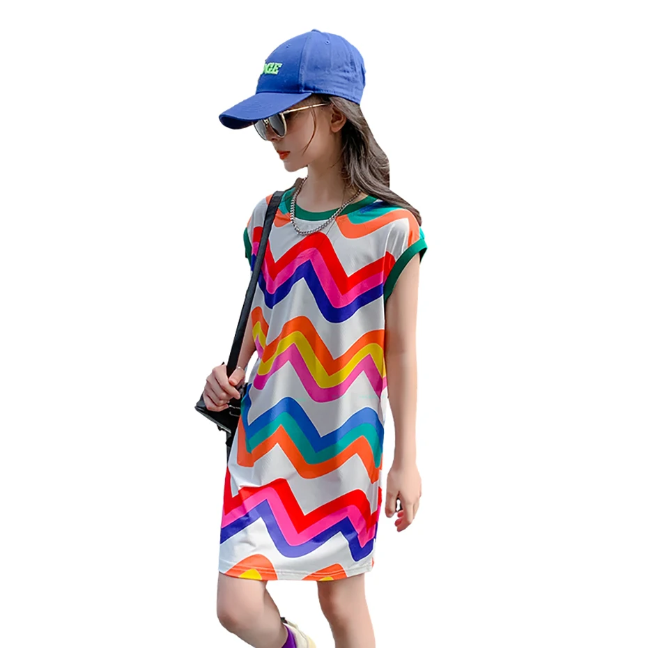 Girl Dresses Striped Girls Summer Dress Big Kids Dress Casual Style Clothes Girl 6 8 10 12 14