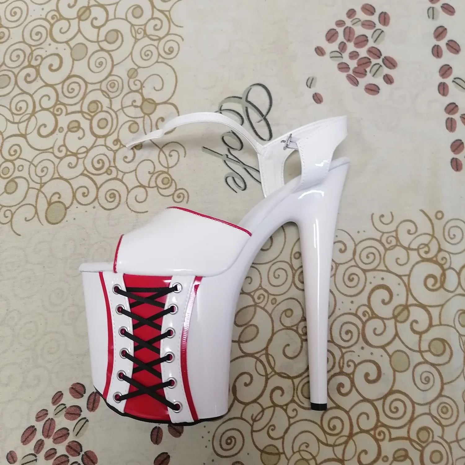 20cm Fashion sexy skinny super star shoes, 8-inch heels, summer sandals baking paint, fine ribbon decorations