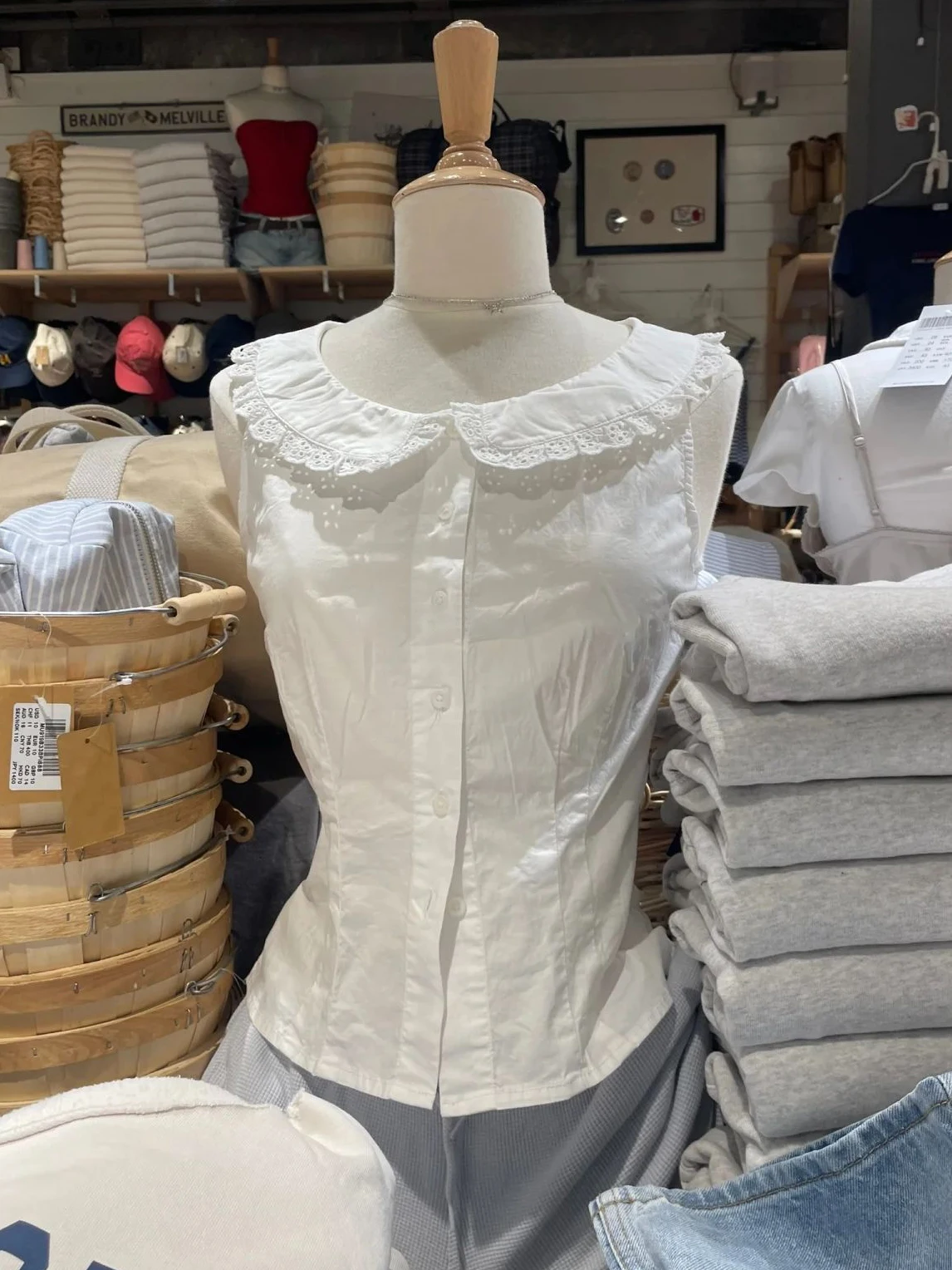 

Lace Trim White Slim Blouse Camis Woman Summer Peter pan Collar Single Breasted Short Sleeve Tank Top White Simple Sweet Vest