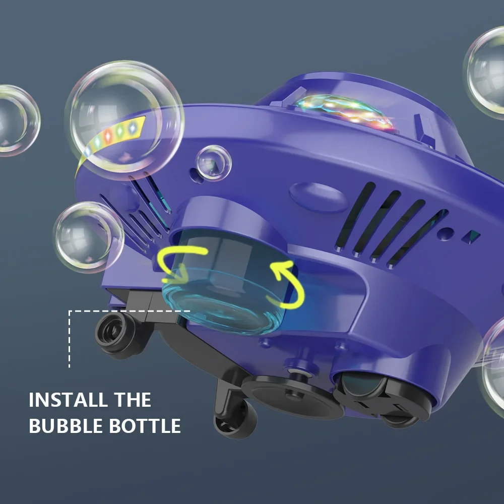 2025 Automatische Seifenblasenmaschine UFO 32-Loch Elektrische Seifenblasen Spielzeug Intelligente rotierende Hindernisvermeidung Seifenblasenmaschine Kinder