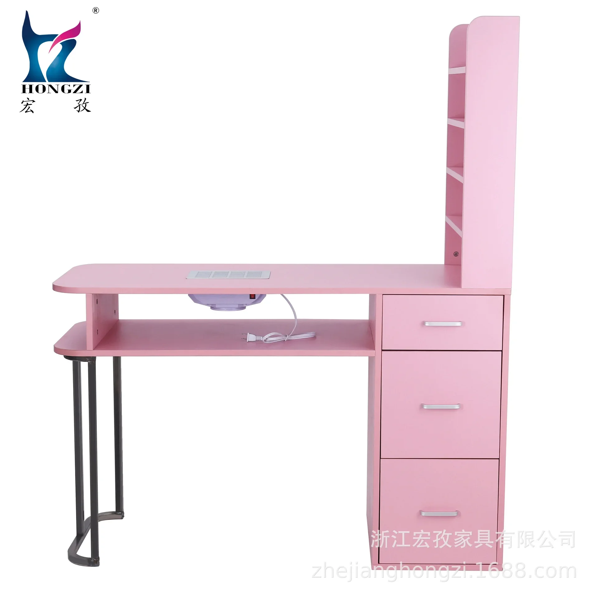 DSA pink manicure table with vacuum cleaner modern simple style three-layer drawer side multi-layer shelf
