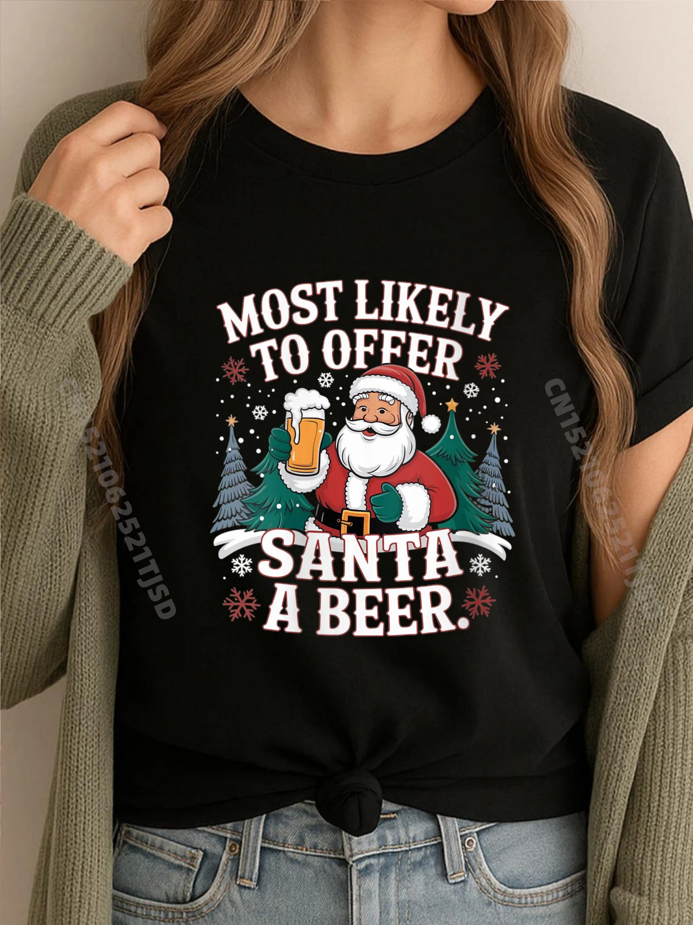 

Женская дизайнерская одежда Santa A Beer Drinking, рождественская дизайнерская одежда, женская мужская одежда унисекс, 2025 г.
