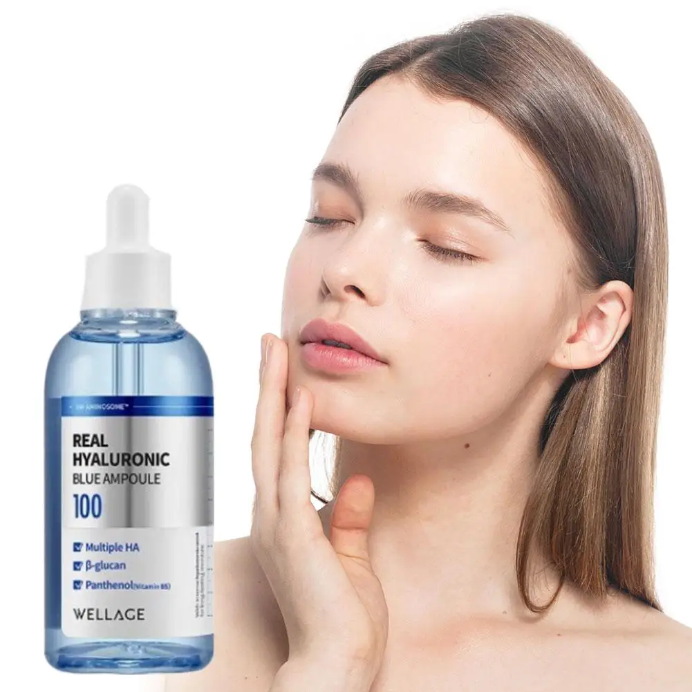 

Real Hyaluronic Acid Blue Ampoule Serum - Vitamin B5 & Multiple HA, 24H Intense Hydration Firming Fine Lines Facial Essence