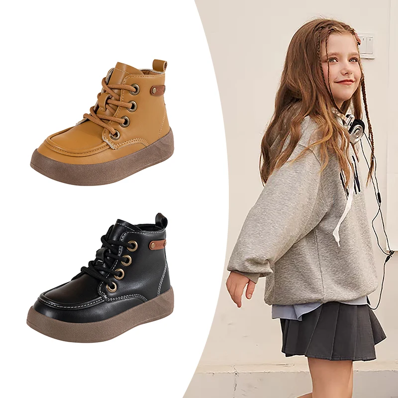 

Classic Kids Leather Ankle Boots Autumn&Winter New Casual Girls&Boys Trend Fashion Vintage British Style Short Boots Kids Shoes