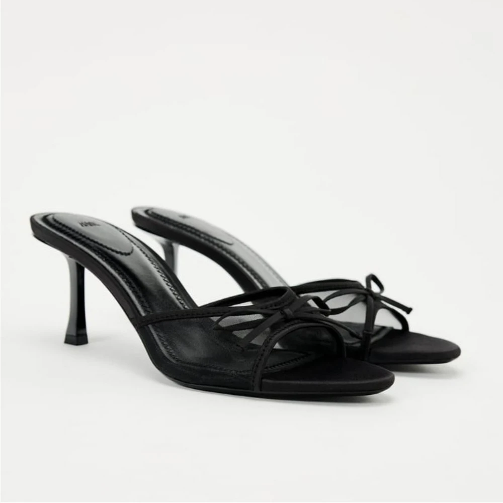 Sandalias de tacón de moda para mujer, con encaje, malla y lazo, de lujo, chanclas de mujer, sandalias de moda, zapatos de mujer, chanclas.