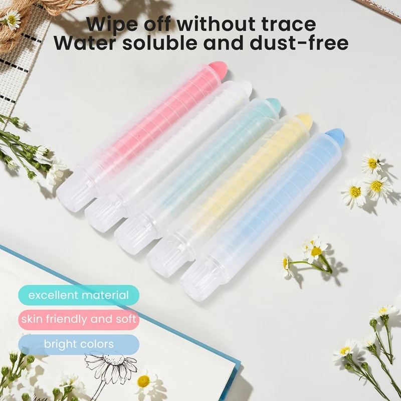5 PCS Transparent Plastic Chalk Holder, Suitable For Schools, Offices, Children, Easy To Store, With Washable Chalk
