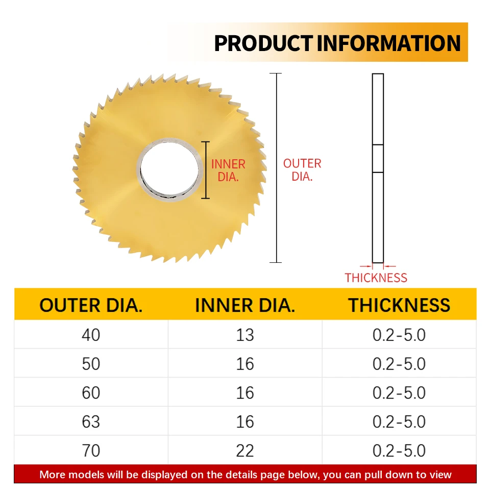 RIGTIP HSS Co TiN Circular Saw 0.2mm-4.0mm Slotting Cutter Saw Blade CNC milling Slot Machining Slitting Steel Diameter 40-100mm