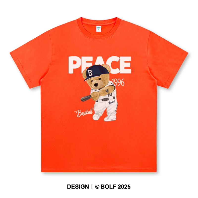 Vintage Sport Bär bedruckt Unisex Männer Frauen T-Shirt T-Shirts Tops 100 % Baumwolle Retro verblasst Grafik Casual Leichtathletik