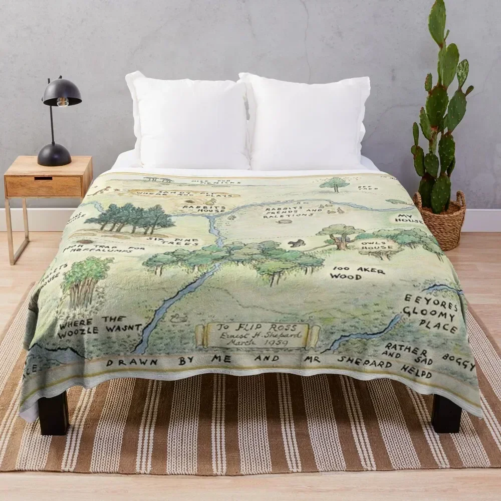 

100 Acre Wood Map Throw Blanket Cozy Microfiber Throw Blanket for Home Bedroom