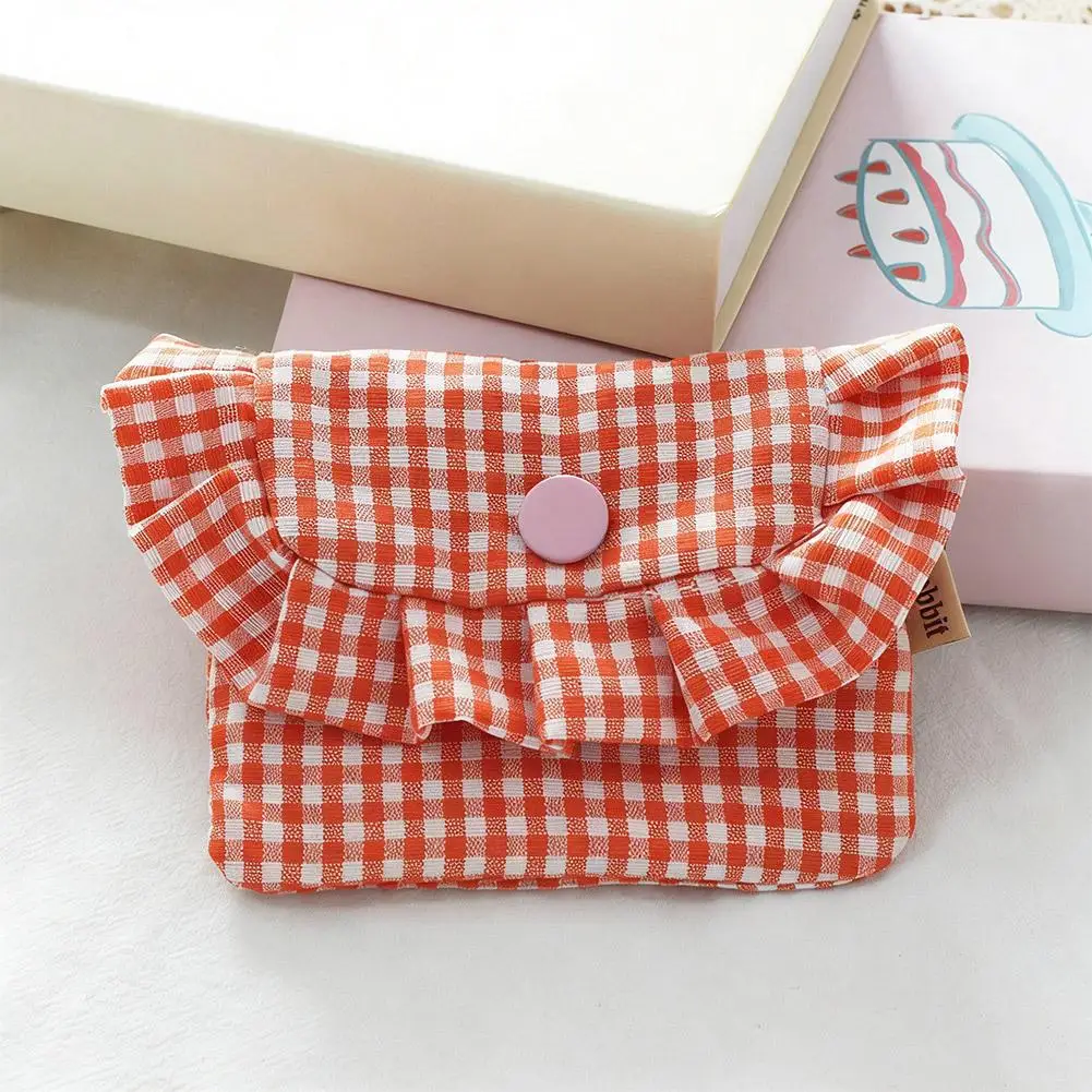 Cute Checkered Pocket Purse for Women Portable Storage Bag for Cash, Cards, Sanitary Napkins & Small Essentials for Girls Gifts view 4
