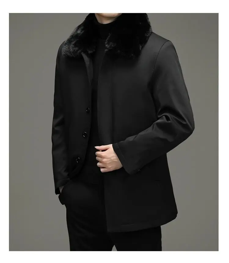 New Men's Middle-Aged and Elderly Winter Casual Plush Jacket Medium Length Slim Fit Cotton  2024 Man Clothing A237