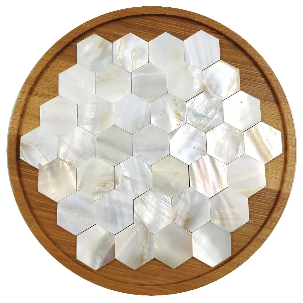 25pcs Square Round Hexagon Fanshape Pure White Color  Shell Mother of pearl mosaic tile for Crafts DIY Decoration