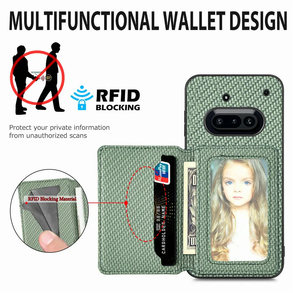 For Nothing CMF Phone 1 2 Pro 3a 5G Leather Card Case RFID 360 Protect Wallet Shell Phone 4a CMF Phone1 Case Magnet Back Cover