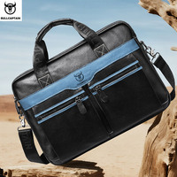 BULLCAPTAIN Genuine Leather Briefcase Bag for 15.6 inch laptop computer bag cowskin handbag for men male crossbody shoulder bag