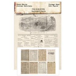 8Sheets Old Newspaper Posters Material Background Paper Junk Journal Diary Planner Scrapbooking Decorative DIY Craft Paper Photo