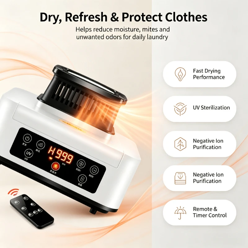 Household Universal Clothes Dryer Host Portable Fast Drying Support Sterilization Mite Removal Built-in Timer