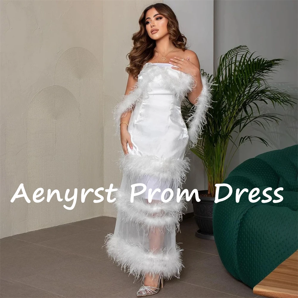 Aenyrst-Mulheres elegantes penas de pescoço no barco vestidos de baile, vestidos de noite retos, comprimento do tornozelo, mulheres comemoram vestido, vestido longo