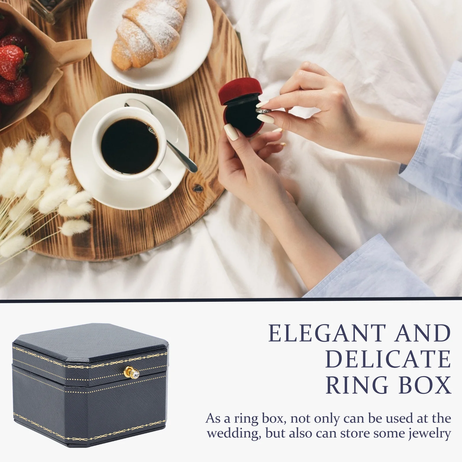 

1 шт., коробка для колец, синий органайзер для ювелирных изделий, чехол для хранения ожерелья, браслета, держатель, декоративный подарочный контейнер для демонстрации ювелирных изделий