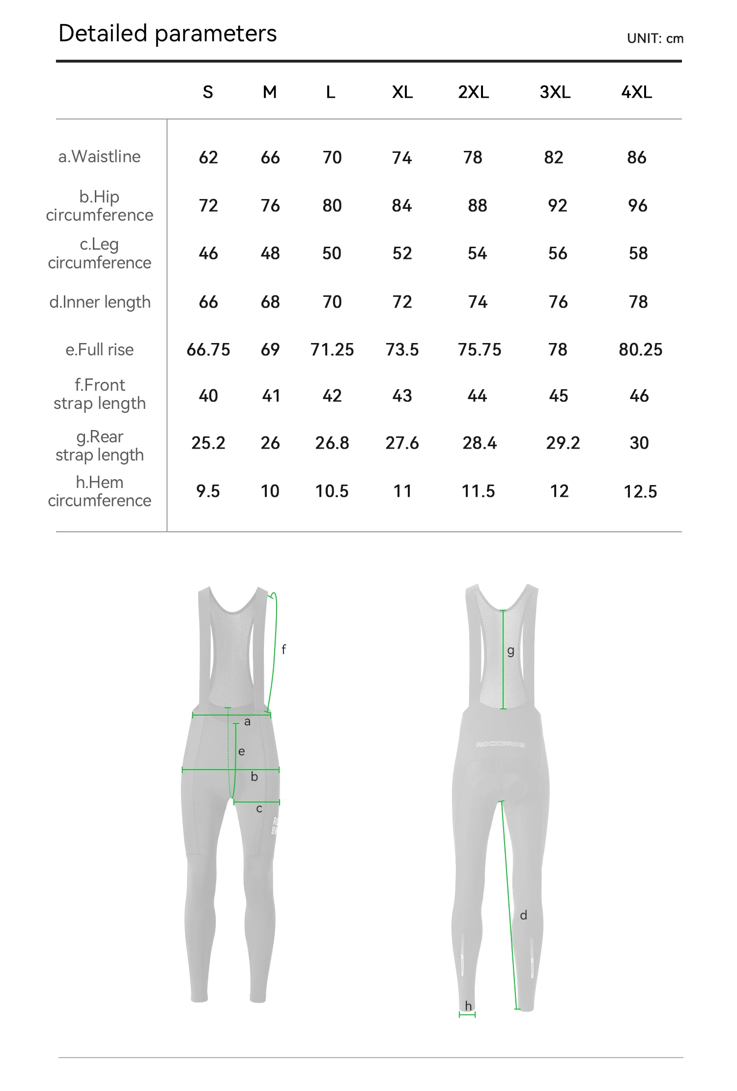 ROCKBROS Fahrrad-Latzhose, hochelastisch, bequem, Herren-Fahrradhose, Outdoor, schnelltrocknend, atmungsaktiv, reflektierende Latzhose – Detail 9