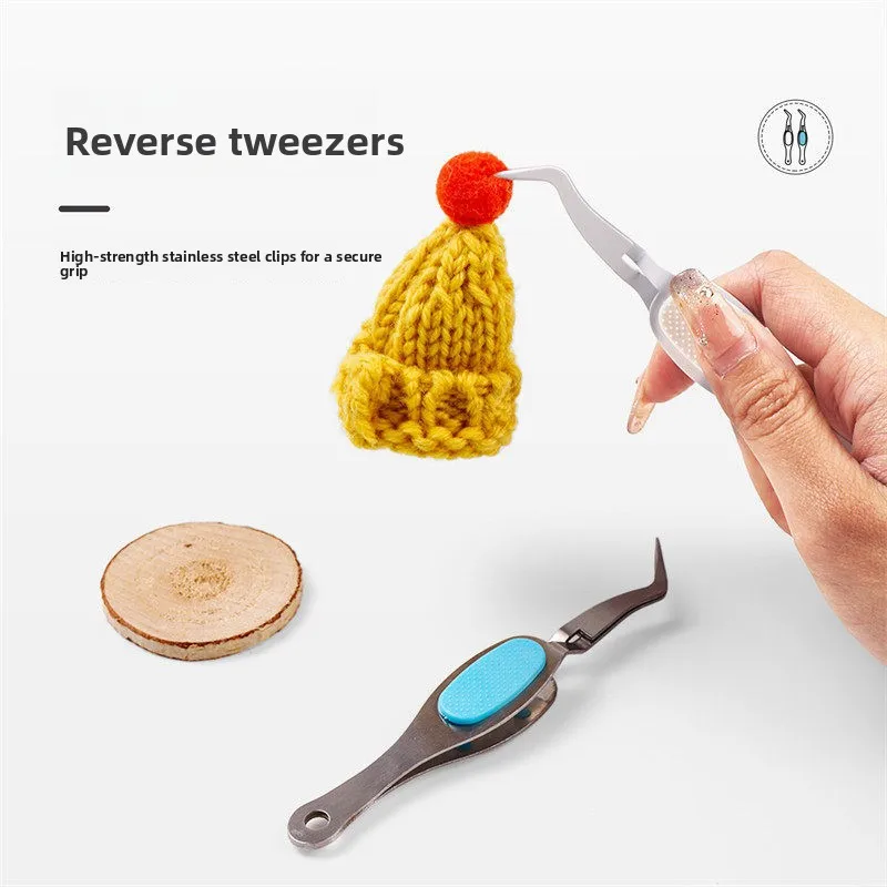 Stainless Steel Reverse Tweezers Non-Slip Pointed Tip Craft Clip for Scrapbooking Sticker Journaling Durable DIY Tools