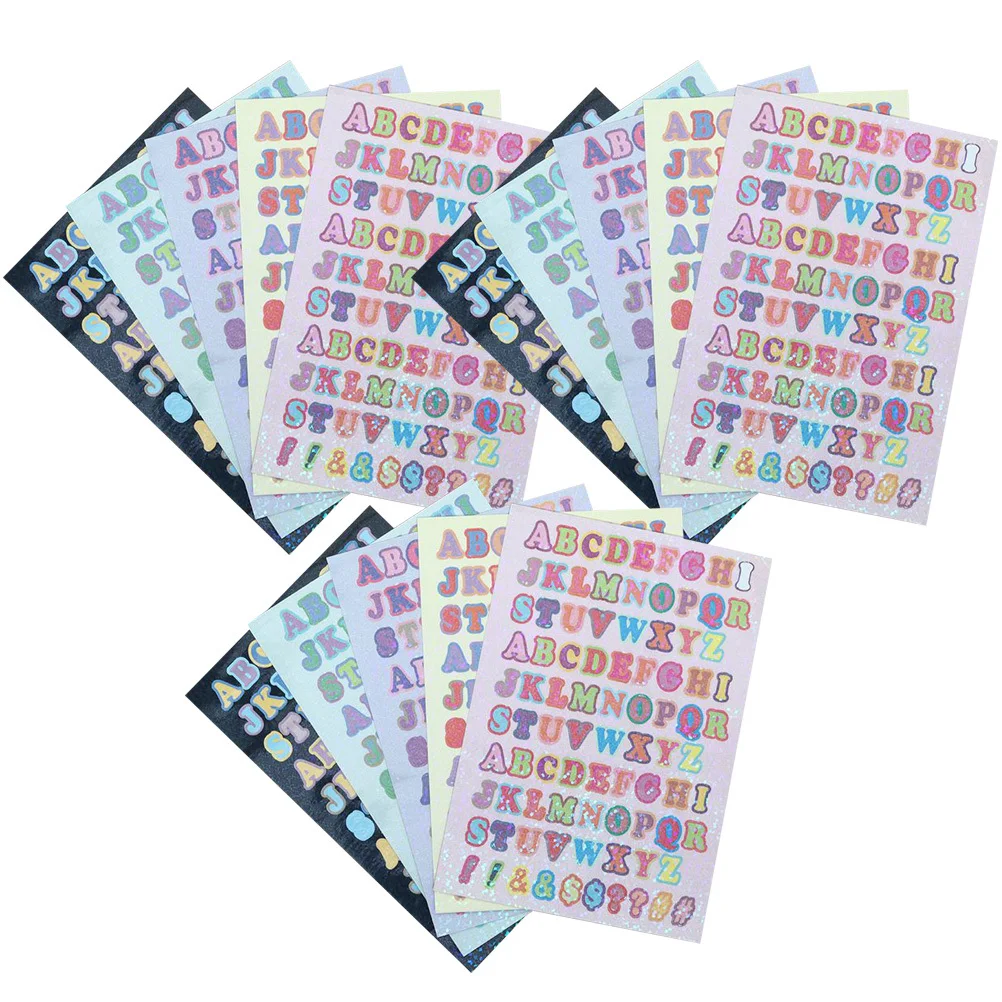 

Alphabet Stickers 15 Sheets Self-Adhesive Letter Decals Colorful Decorative for Scrapbooking Gifts DIY Projects