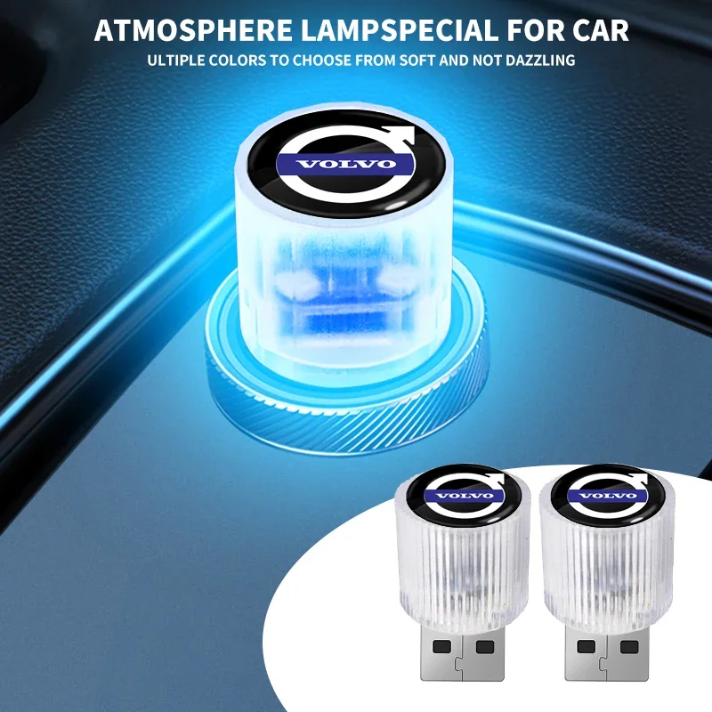 Usb luz do carro led atmosfera auto ambiente nightlight néon lâmpada interior para volvo xc90 xc60 c30 t6 s60 c70 xc40 v40 xc70 v70 v60