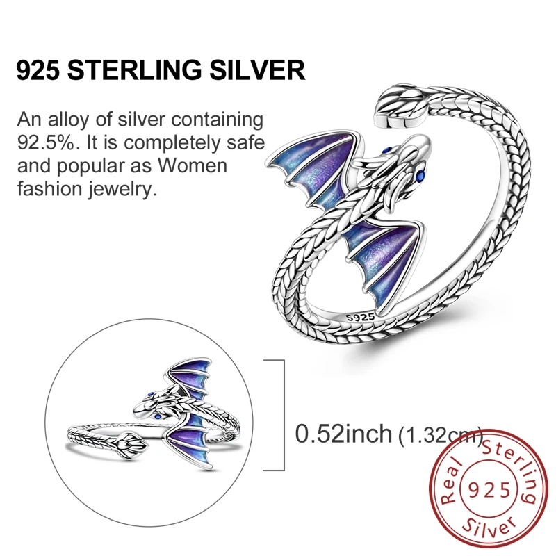 Women's 925 Sterling Silver Retro Heart Bow Star Ring