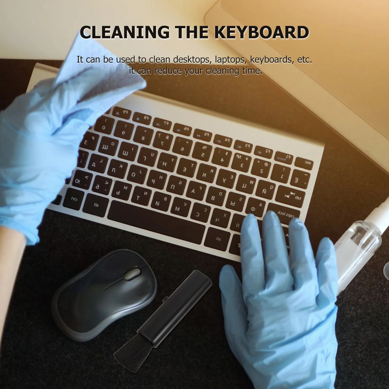 

6Pcs Desktop Cleaning Broom Mini Brush Keyboard Dust Remover Portable Storage Home Cleaning Accessory Kit Keyboard Brush