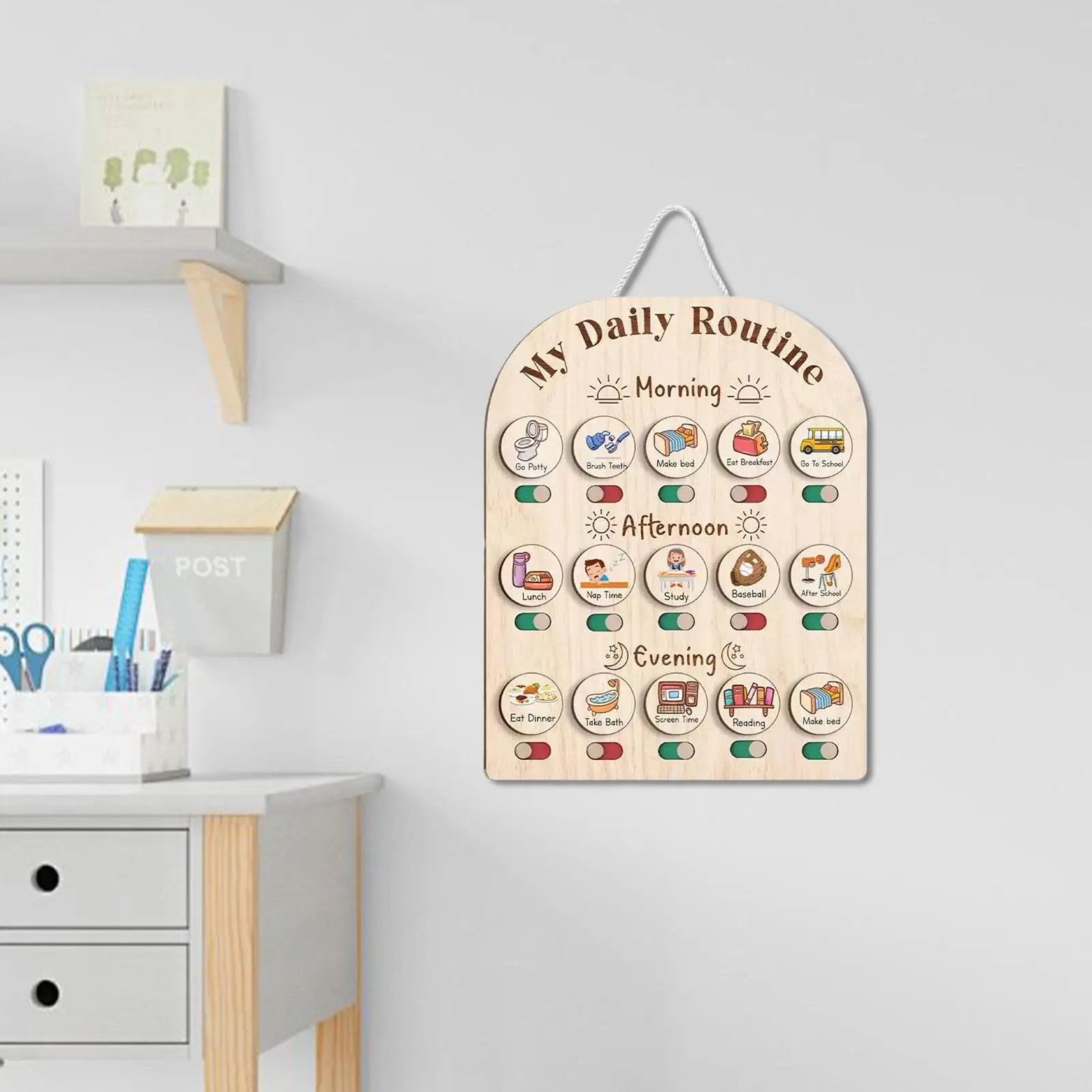 Wooden Daily Routine Chart Kids Visual Schedule Routine Chart Toddlers Morning Bedtime Routine Chart Toddlers Wooden Chore Chart