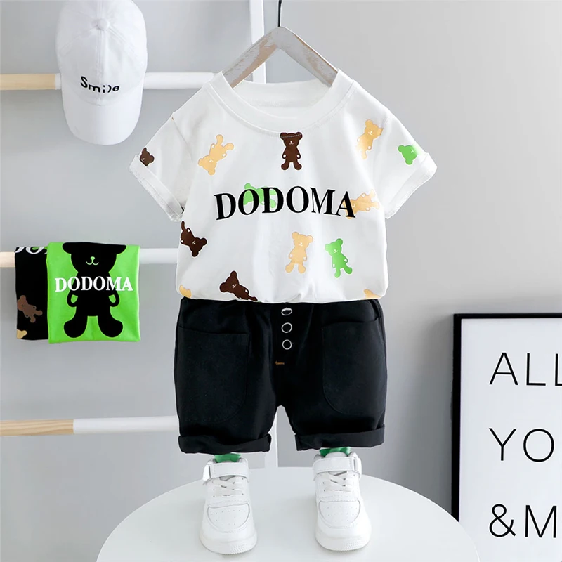 

Toddler Infant Clothing Sets Summer Baby Boys Girls Outfits Kids Cartoon Bear Short Sleeve T Shirt Shorts Children Clothes